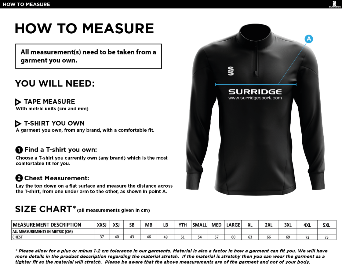 Anglia Ruskin - Camo Performance Top - Size Guide