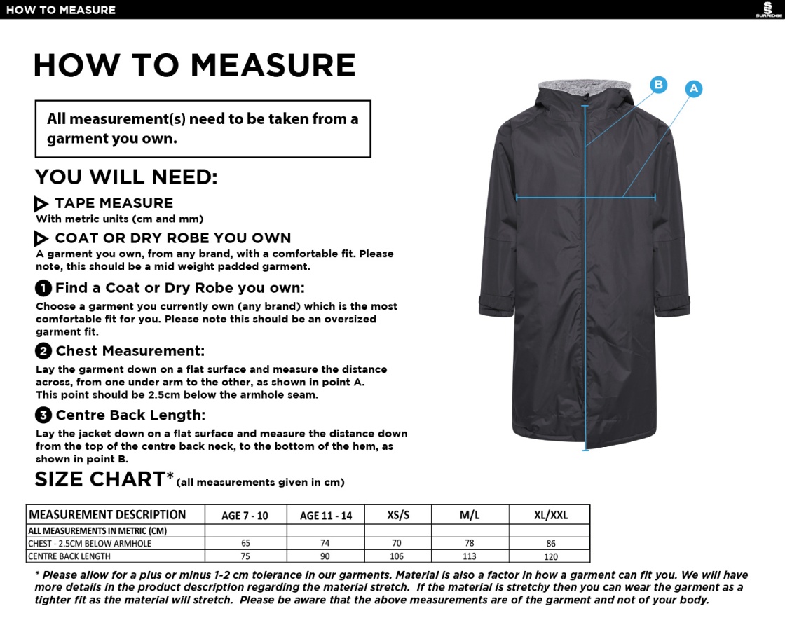 Anglia Ruskin - Active Thermal Fleece Robe - Size Guide