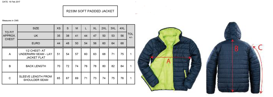 Anglia Ruskin - Supersoft Jacket - Size Guide