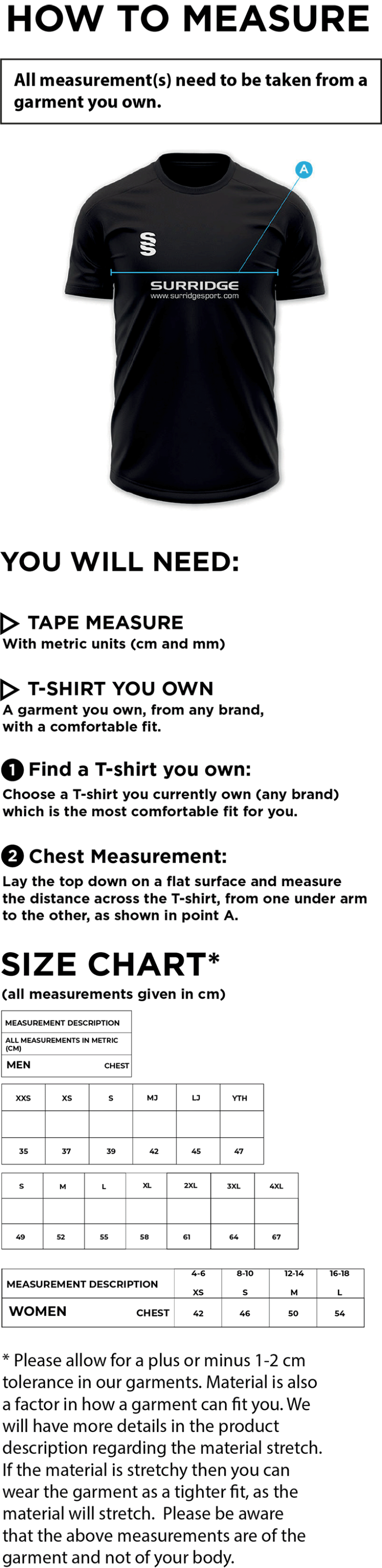 Anglia Ruskin - Dual Games Shirt - Size Guide