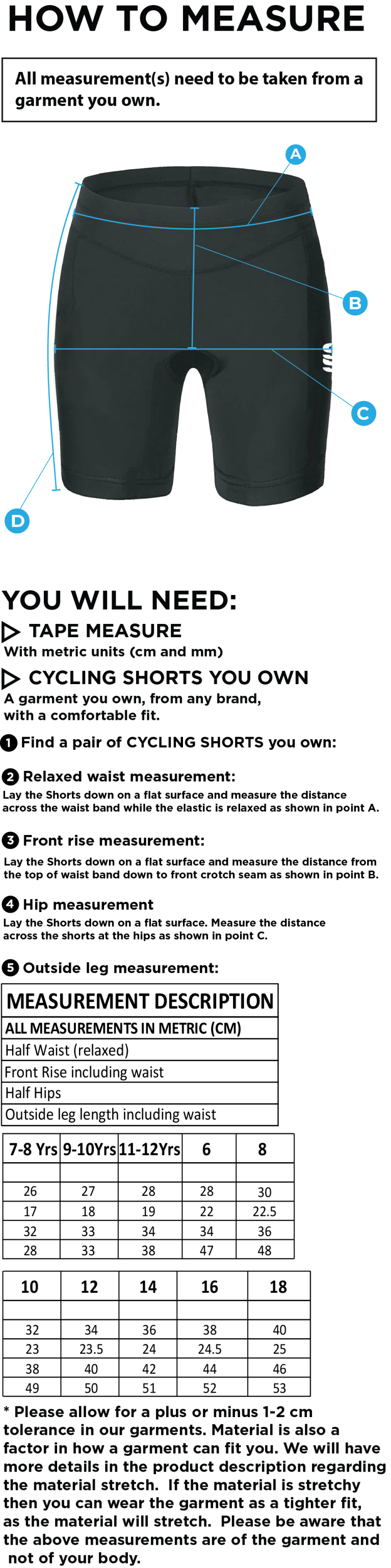 Anglia Ruskin - Dual Cycling Short - Women's Fit - Size Guide
