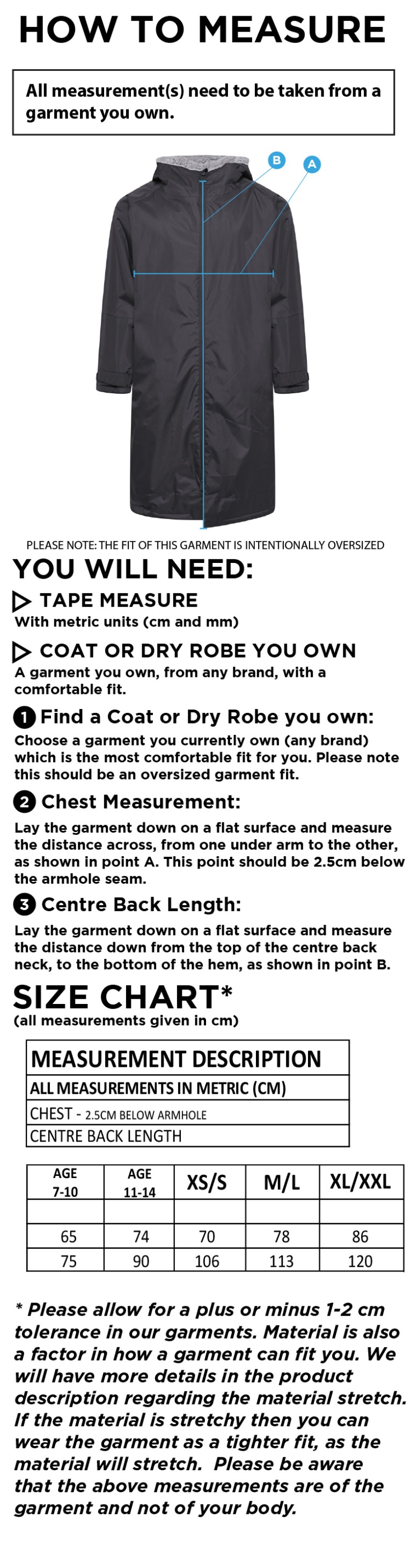 Anglia Ruskin - Active Thermal Fleece Robe - Size Guide