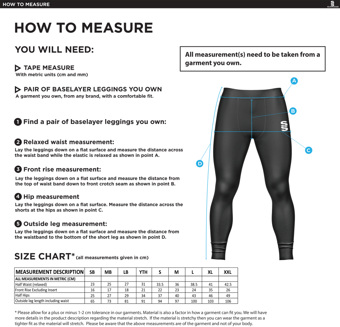 Anglia Ruskin - Dual Baselayer Legging - Men's Fit - Size Guide