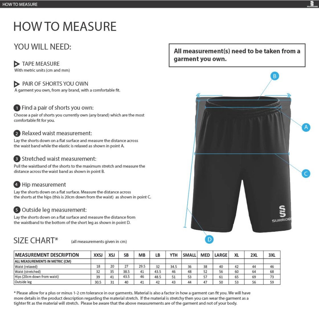 Anglia Ruskin - Fuse Shorts - Unisex Fit - Size Guide