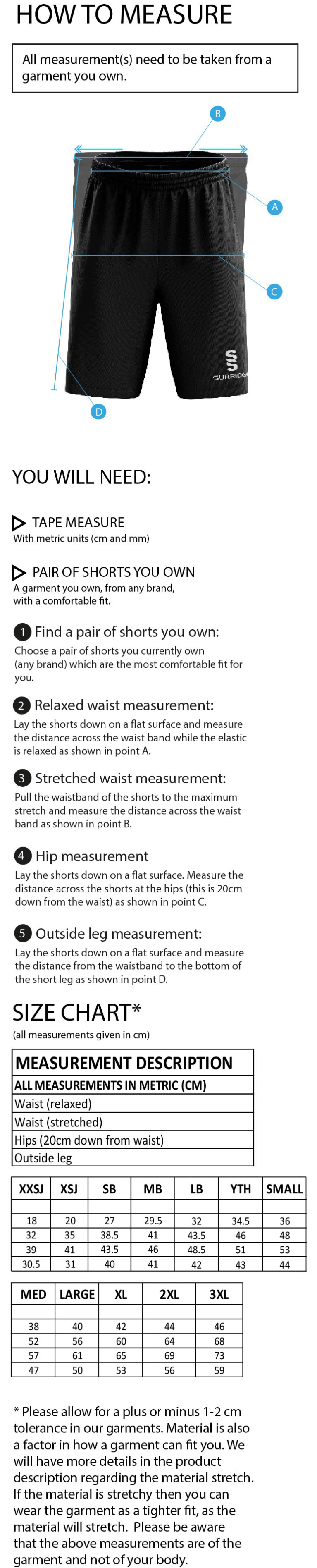 Anglia Ruskin - Fuse Shorts - Unisex Fit - Size Guide